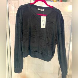Double Zero Super Brushed Pullover Crop Top Sweatshirt NWT
